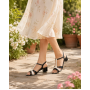 Sandale dama din piele naturala lacuita, Negru, Alb, S81AN